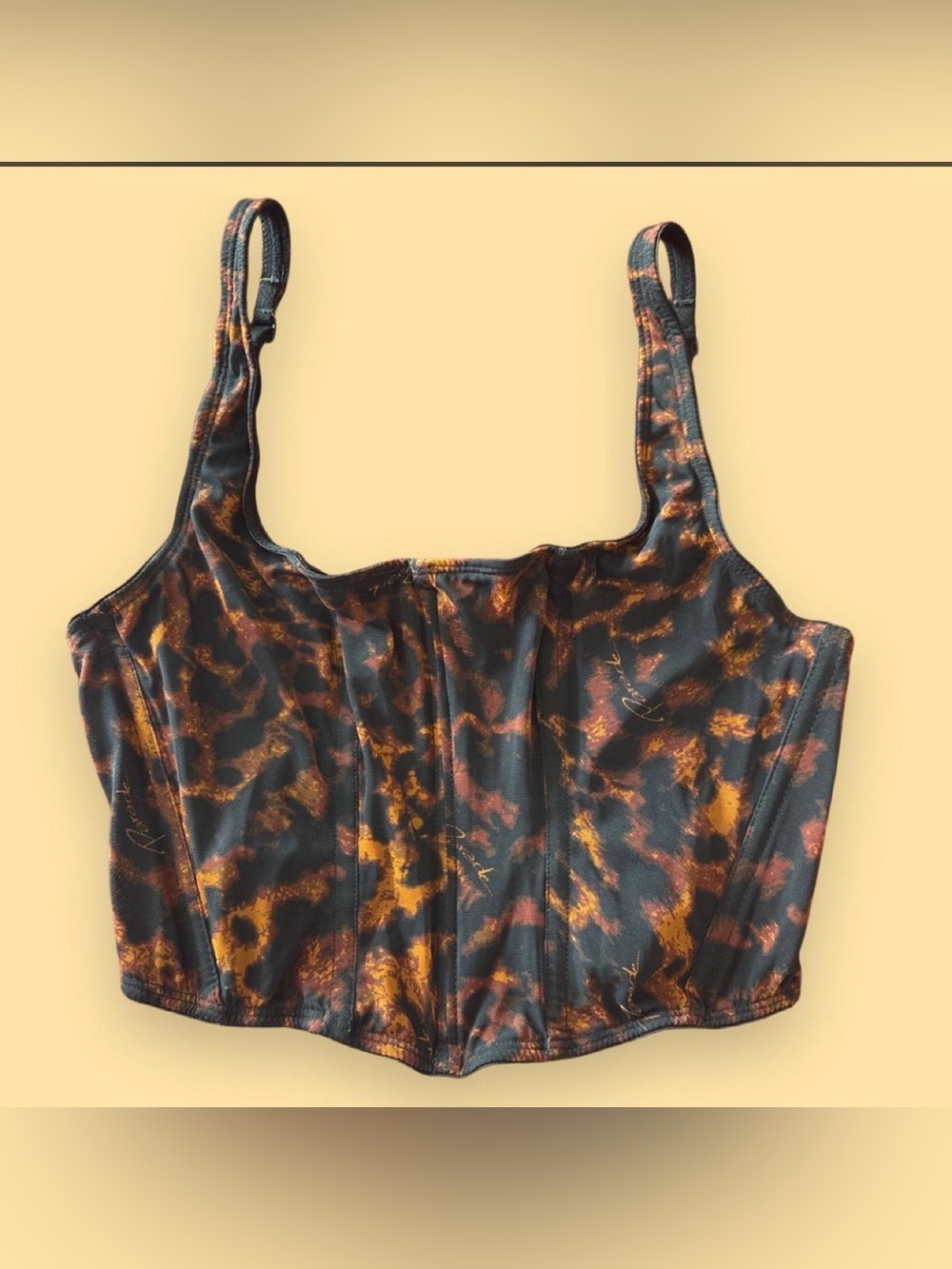 Wild Print Corset Tank Top - Black & Brown